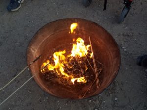 The fire is hot and ready for the marshmallows
